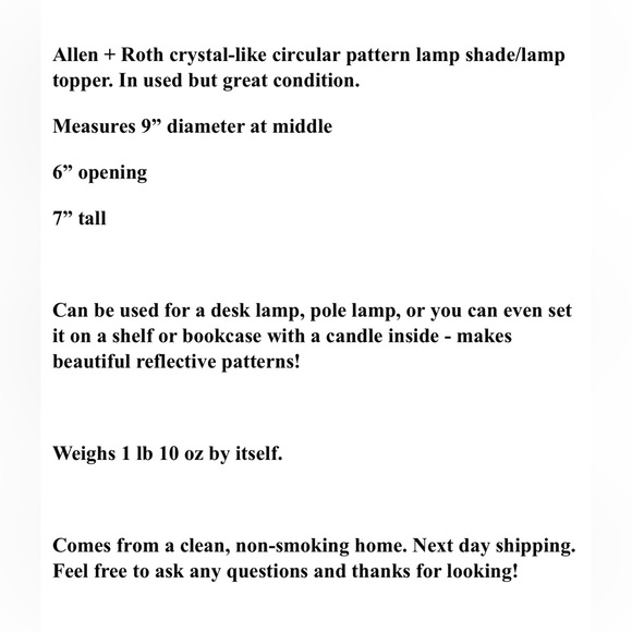 Allen + Roth Circle Crystal Lamp Shade Bling Modern Lighting - Picture 8 of 8